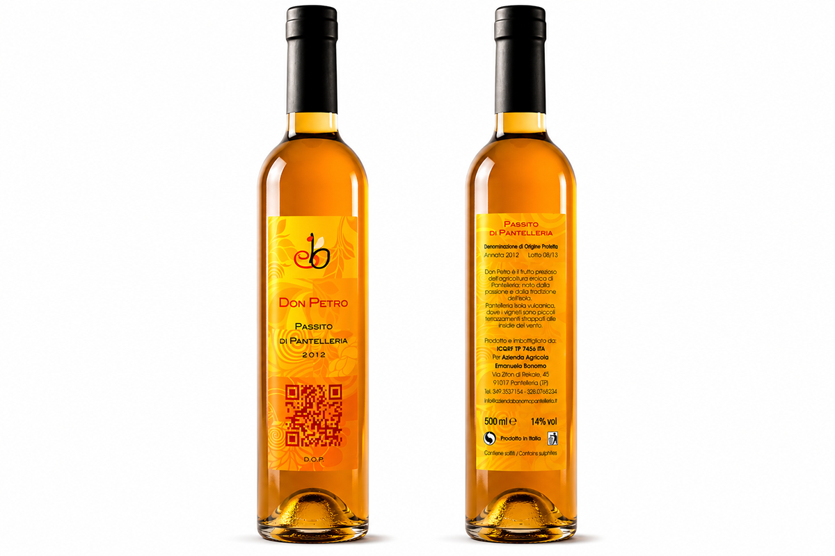 Etichetta Passito di Pantelleria Bonomo Emanuela